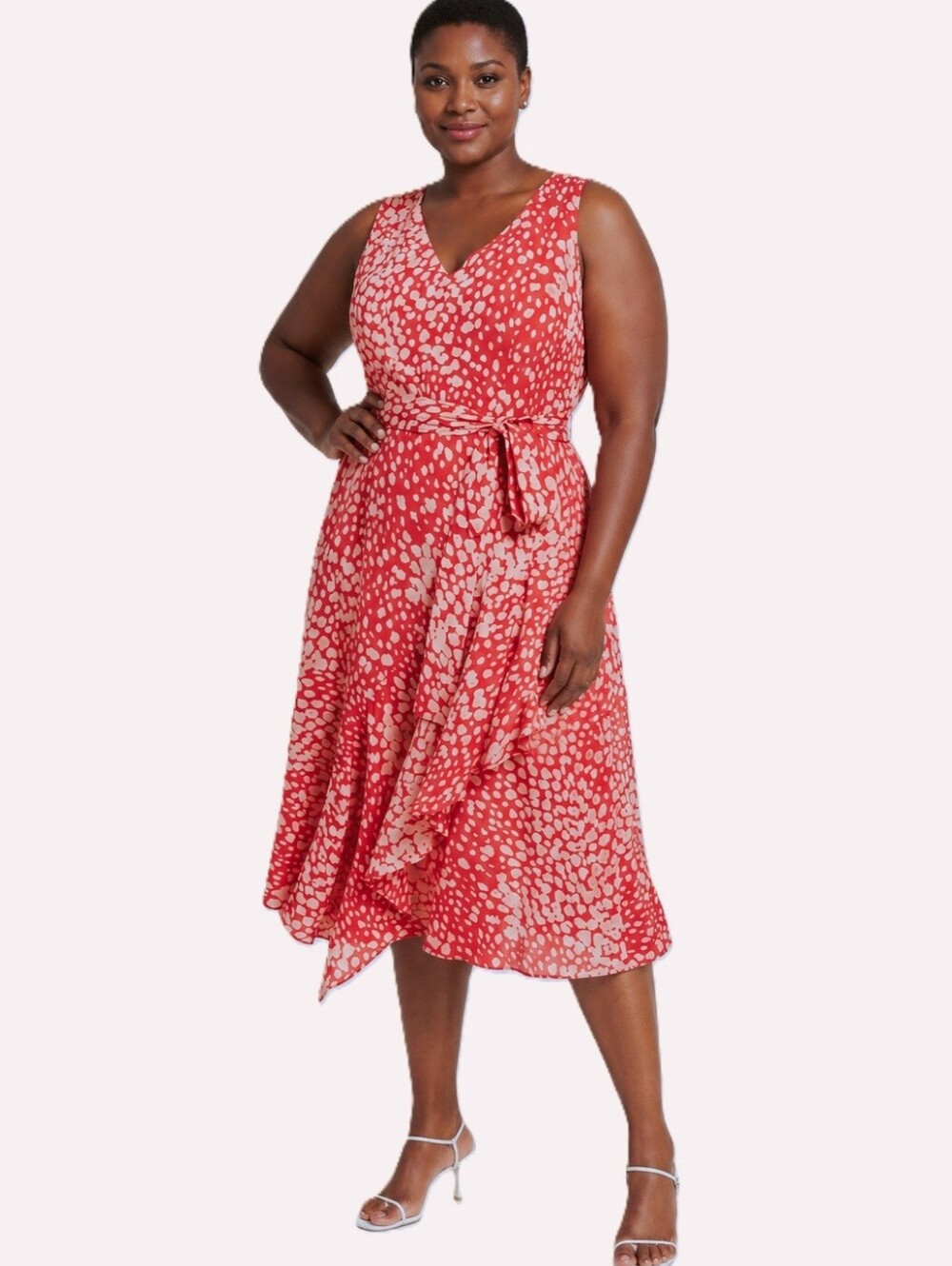 Lafayette 148 New York Telson Speckle Print Sleeveless Silk Dress